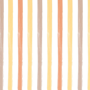 Autumn Harvest Painted Stripes- Watercolor Vertical Lines- Mustard, Orange, Salmon, Apricot- Large Scale