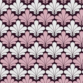 art deco floral pink and white