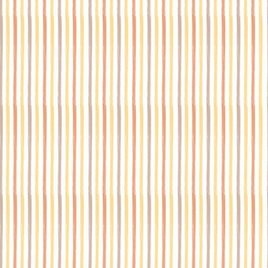 Autumn Harvest Painted Stripes- Watercolor Vertical Lines- Mustard, Orange, Salmon, Apricot- Small Scale