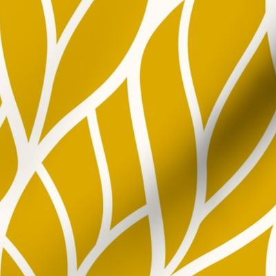 Abstract leaves gold yellow off-white
