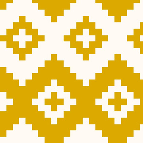Boho geometric pattern off-white gold mustard large scale