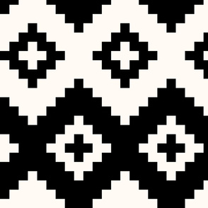 Boho geometric pattern black off-white large scale