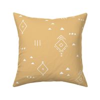 Messy tribal minimal mudcloth boho triangles and aztec details marroccan rug inspired design neutral nursery honey yellow JUMBO