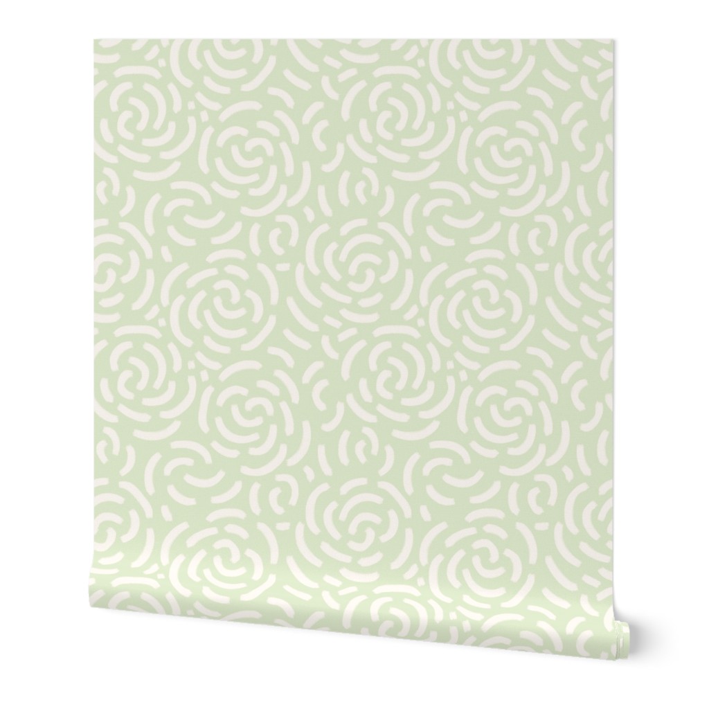 Abstract roses off-white pastel green