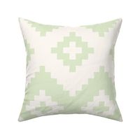 Boho geometric pattern light green off-white large scale