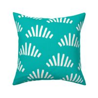 Brush strokes abstract fans teal