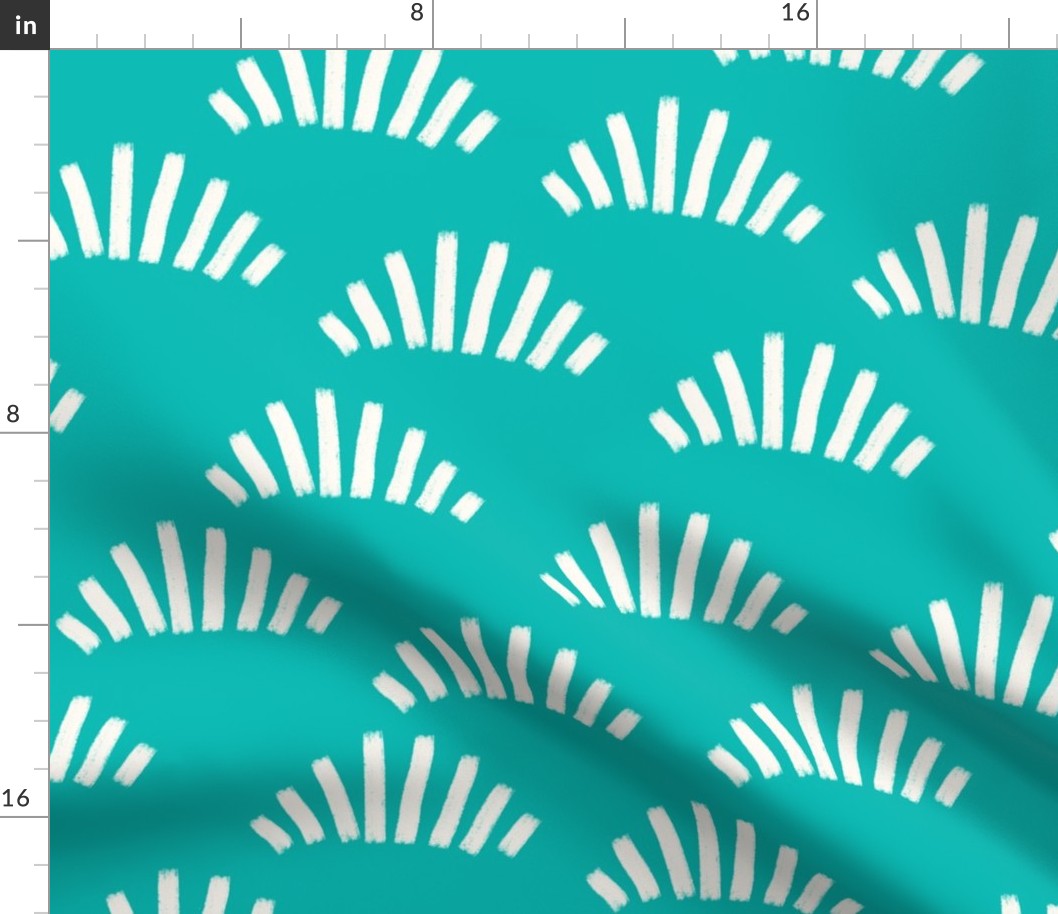 Brush strokes abstract fans teal