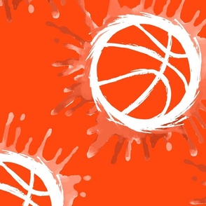 Watercolor Basketball- Orange- Large Scale