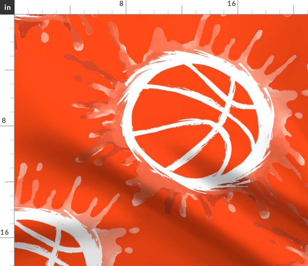 Watercolor Basketball- Orange- Large Scale
