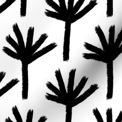 Palm trees brush strokes black and white