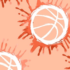 Watercolor Basketball- Apricot- Large Scale