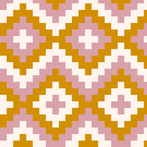 Boho geometric pattern off-white gold mustard rose large scale