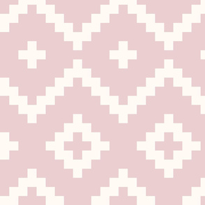 Boho geometric pattern dusky pink off-white large scale