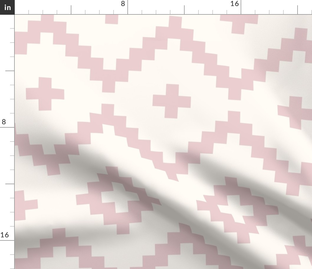 Boho geometric pattern off-white dusky pink large scale