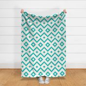 Boho geometric pattern off-white teal large scale