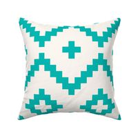 Boho geometric pattern off-white teal large scale