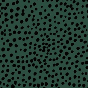 Cheetah wild cat spots boho animal print abstract spots and dots in raw ink cheetah dalmatian neutral nursery black forest green LARGE