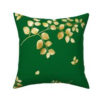 Golden leaf pattern,green ba