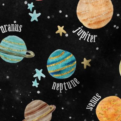 planets and their names // black