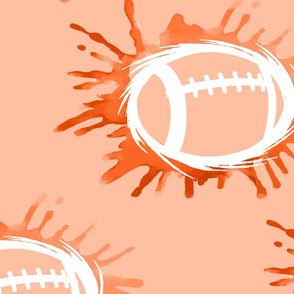 Watercolor American Football- Apricot- Large Scale