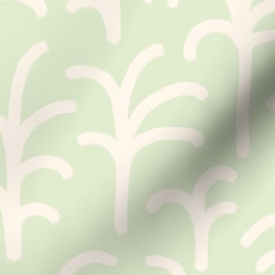 Abstract palm trees brush strokes off-white light green