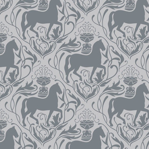 Art deco horses in grey