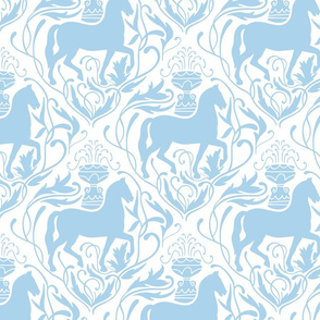 Art deco horses blue and white