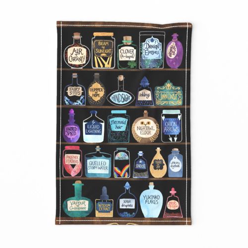 Potion Cupboard A to Z teatowel (designed for linen cotton canvas)