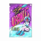 retro tea towel Uranus travel poster