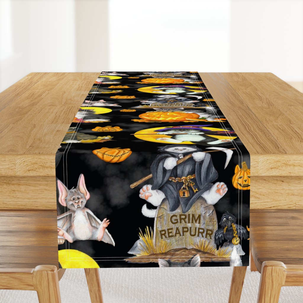 Halloween Cat Fabric Repeat Black Large copy