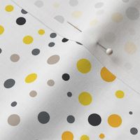 Grey and yellow pastel dots on white