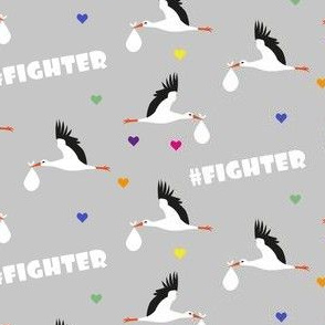 preemie fighter - stork gray multicolor