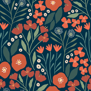 Fiona floral (navy and red)