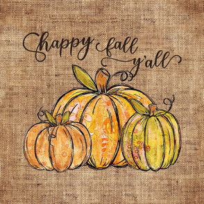 Happy Fall Yall Groovy Pumpkin - 18 inch square