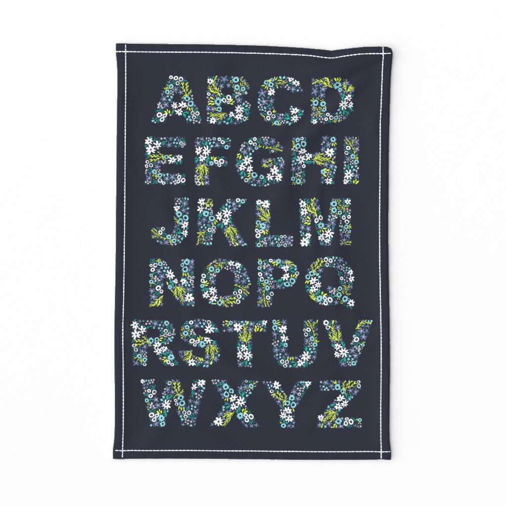 Rustic Floral Alphabet Tea Towel