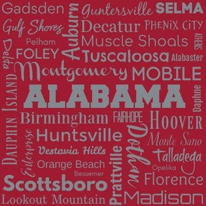 Alabama cities, crimson red