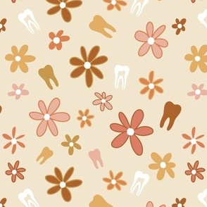 Retro Dental Flowers - cream