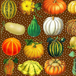 Pumpkins on brown dots