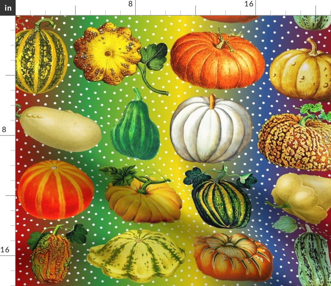 Pumpkins on rainbow dots