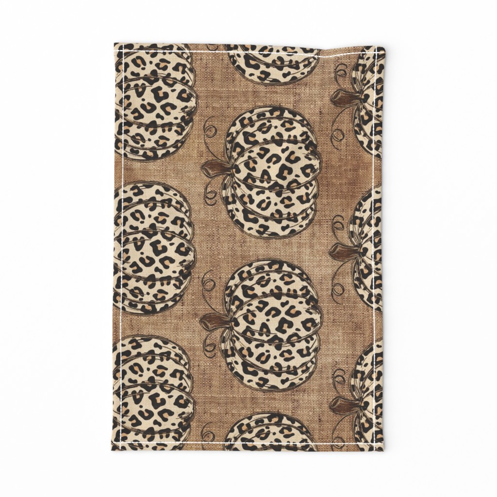 Leopard Pumpkins on Burlap rotated - large scale