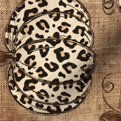 Leopard Pumpkins on Burlap rotated - large scale