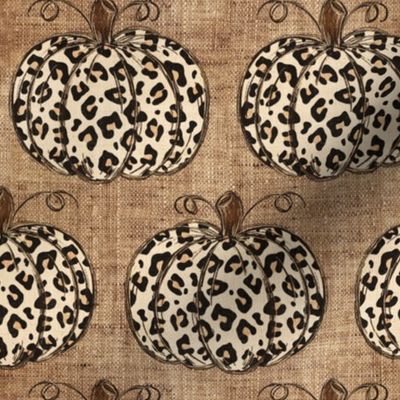 Leopard Pumpkins on Burlap - medium scale