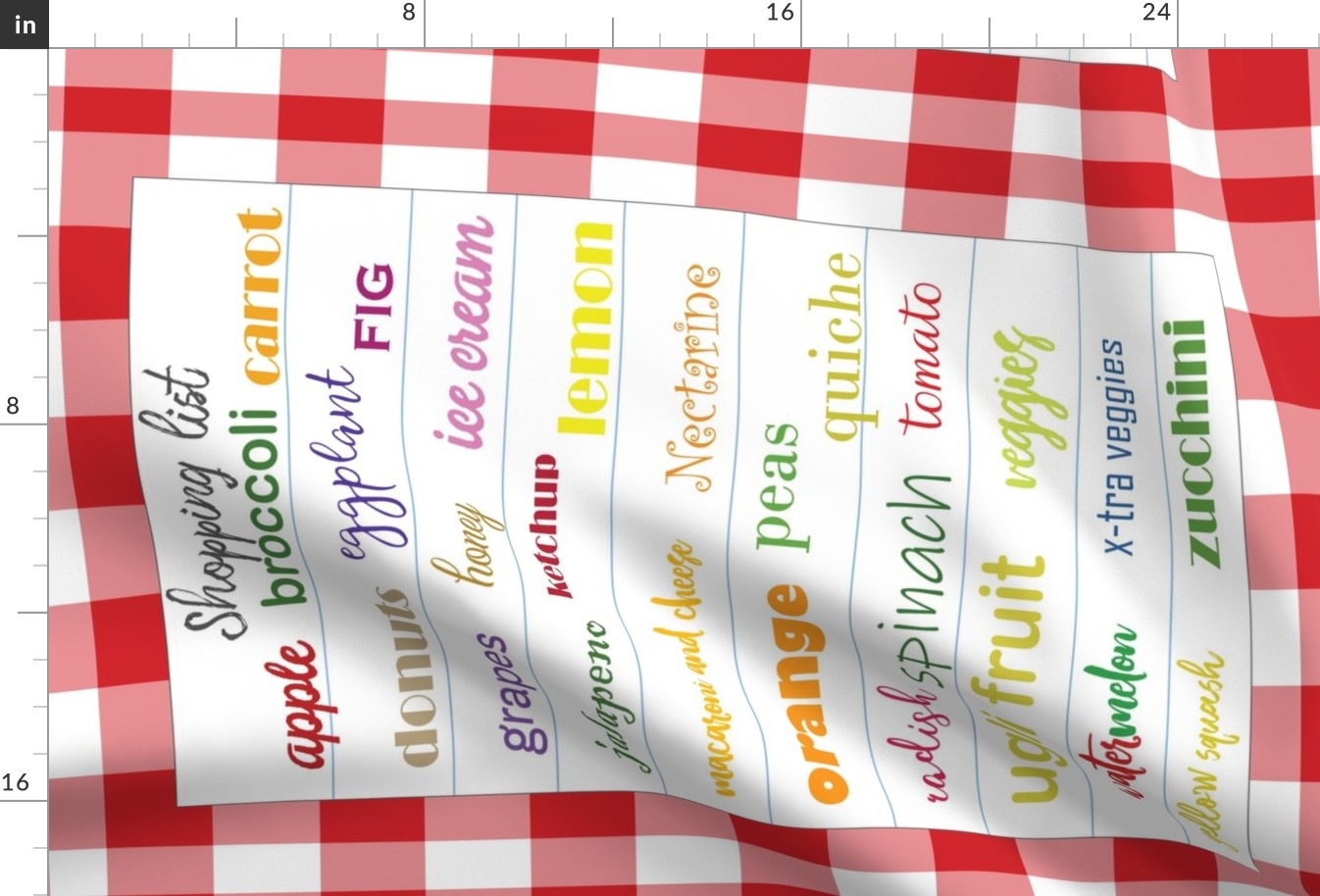 ABC Tea Towel Challenge Shopping list