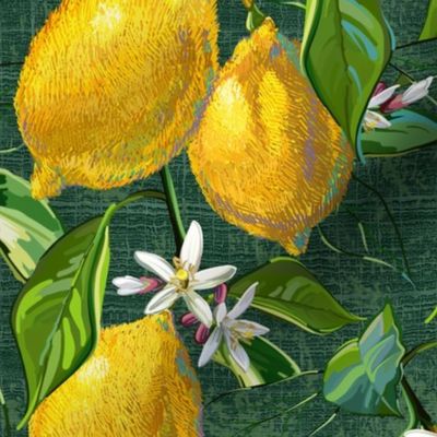 Fresh Lemons | Large | Green Faux Texture
