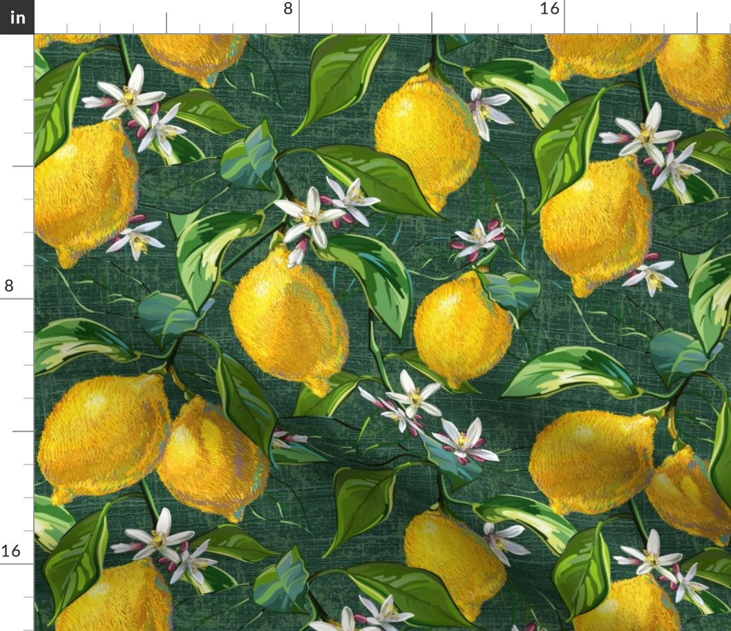 Fresh Lemons | Large | Green Faux Texture