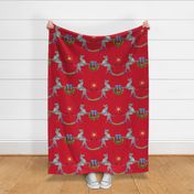 Large  Holiday Zebras with wreaths on Plaid