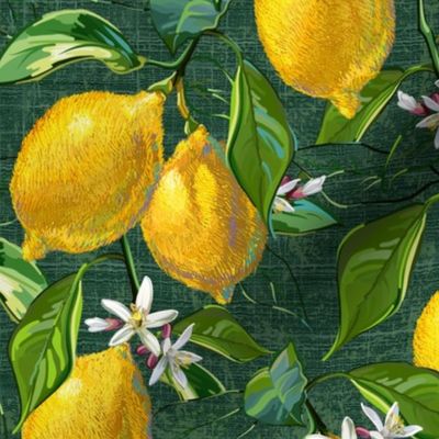 Fresh Lemons | Green Faux Texture