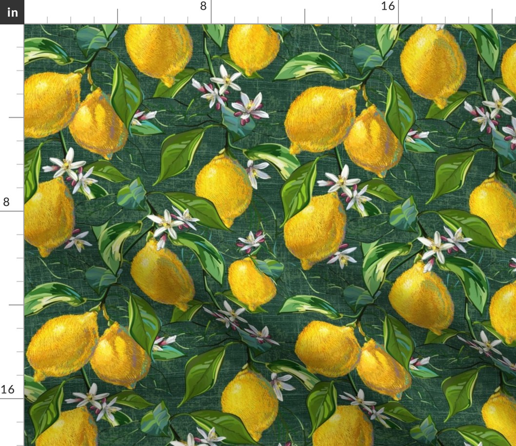 Fresh Lemons | Green Faux Texture