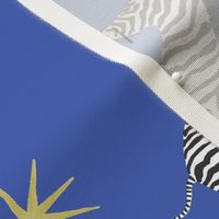 Medium Holiday Zebras with wreaths on Blue 