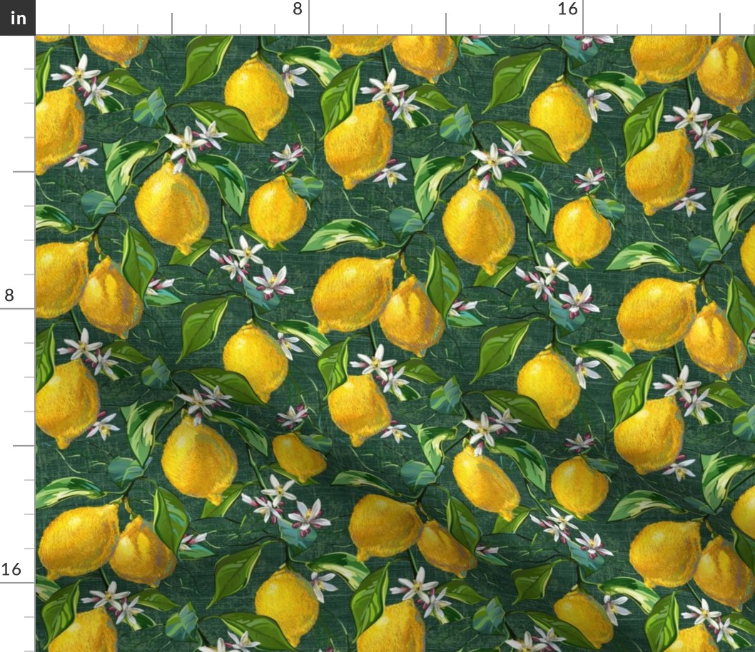 Fresh Lemons | Small | Green Faux Texture